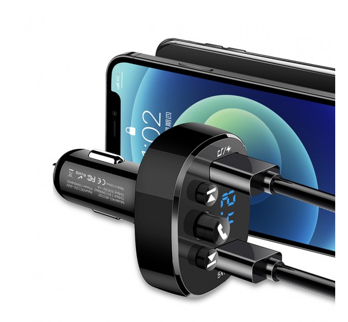 FM-трансмітер XO BCC02 Bluetooth+FM+USB Charging чорний, ціна: 349 грн.