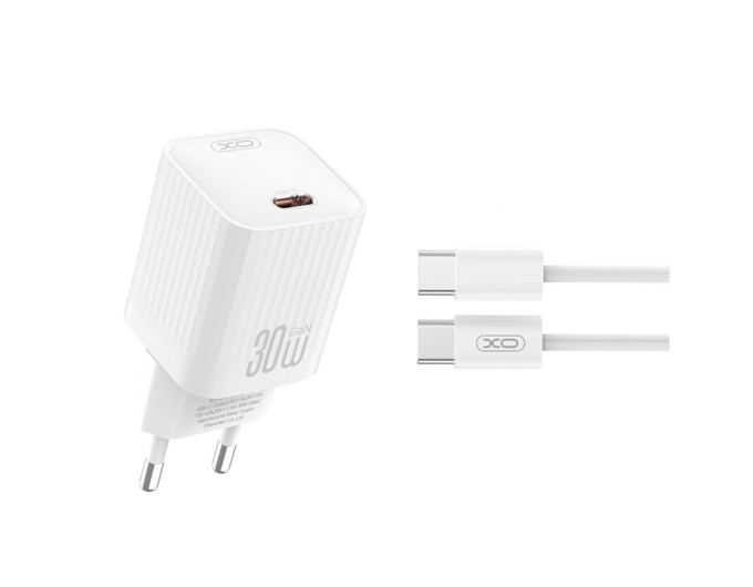 Сетевое зарядное устройство XO L148 PD30W USB-C + Type-C кабель белый, цена: 379 грн.