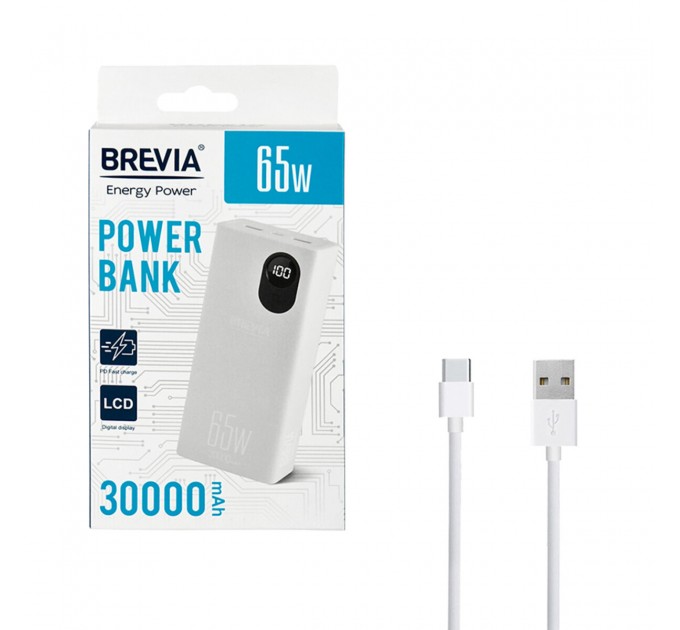 Універсальна мобільна батарея Brevia 30000mAh 65W Li-Pol, LCD, ціна: 1 908 грн.