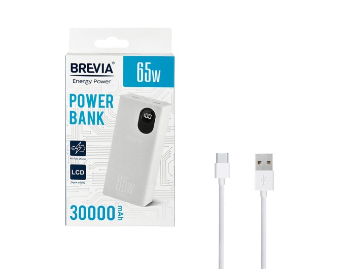 Повербанк (Power Bank) Brevia 30000mAh 65W Li-Pol, LCD белый, цена: 1 785 грн.