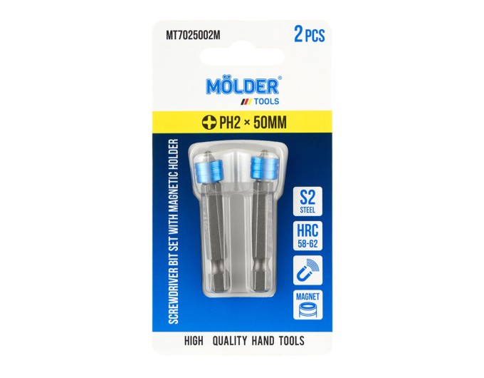 Набор бит с Molder магнитным держателем PH2x50мм 2шт, цена: 83 грн.