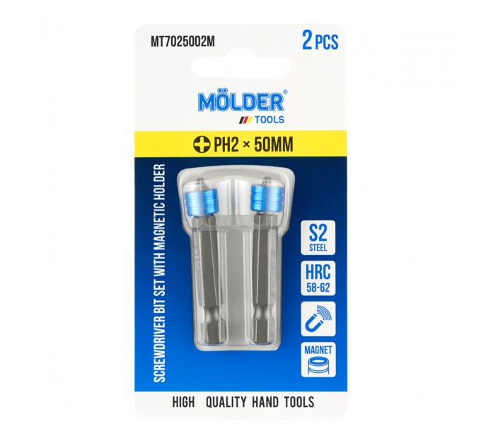 Набор бит с Molder магнитным держателем PH2x50мм 2шт, цена: 83 грн.