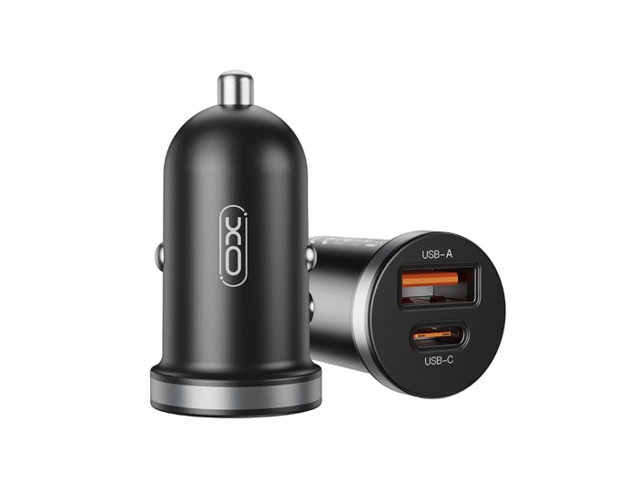 Автомобильное зарядное устройство XO CC56 Plastic mini 30W+ Lightning кабель черный, цена: 219 грн.