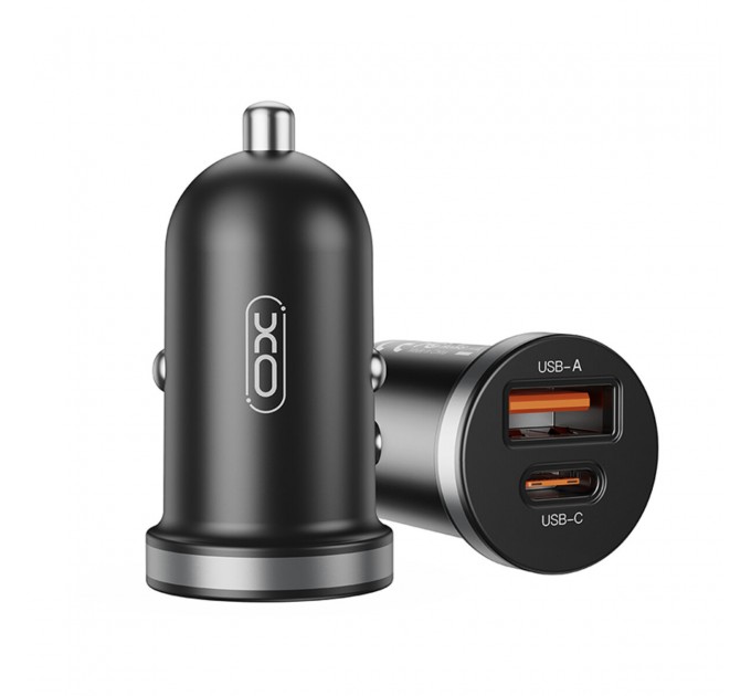 Автомобильное зарядное устройство XO CC56 Plastic mini 30W+ Lightning кабель черный, цена: 199 грн.