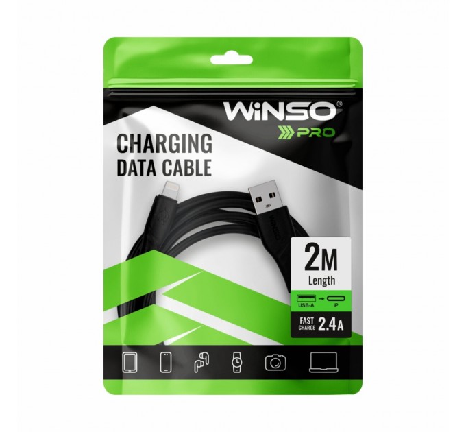 Кабель Winso Pro USB to Lightning PVC 2м черный, цена: 81 грн.