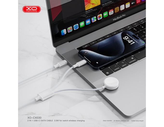 Беспроводное зарядное устройство XO CX030 2в1 Type-c + Watch Charger белый, цена: 379 грн.