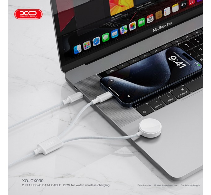 Беспроводное зарядное устройство XO CX030 2в1 Type-c + Watch Charger белый, цена: 339 грн.