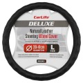Чехол на руль Carlife 39-41см, кожа, черный, белая резина, один шов, перфорированный SW343L, цена: 642 грн.