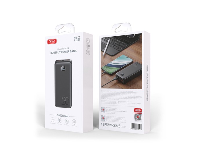 Повербанк (Power Bank) XO PR239 20000mAh 22.5W черный, цена: 1 199 грн.
