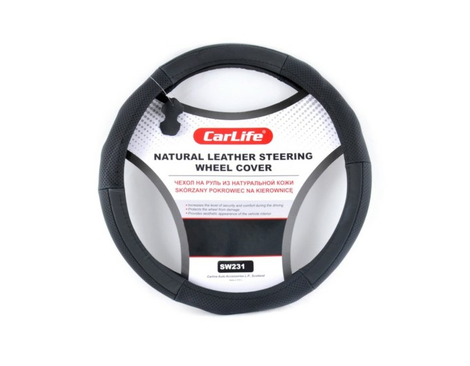 Чехол на руль Carlife 39-41 см кожаный, черный, цена: 357 грн.