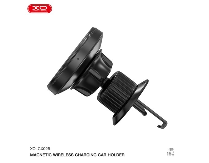 Тримач телефону автомобільний XO з бездротовою зарядкою CX025 Magnetic Car Air Vent 15W чорний, ціна: 679 грн.