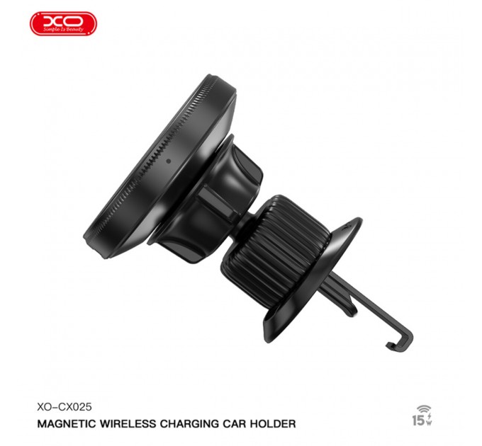 Держатель телефона автомобильный XO с беспроводной зарядкой CX025 Magnetic Car Air Vent 15W черный, цена: 549 грн.