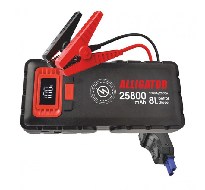 Пусковое устройство Alligator Jump Starter 1500A/2500A 25800mAh со Smart-клемами и беспроводной зарядкой, цена: 5 599 грн.