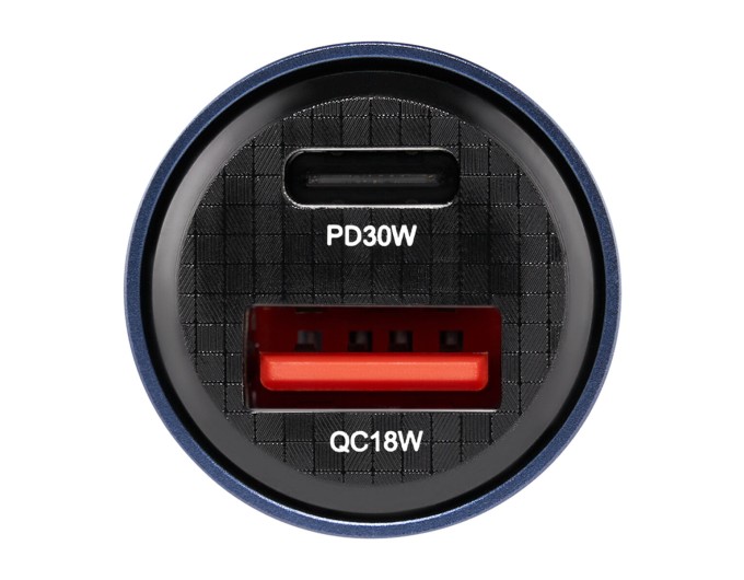 Автомобильное зарядное устройство Brevia ePower DualCharge 30W 1xUSB-C+1xUSB-A, прозрачный синий, цена: 263 грн.