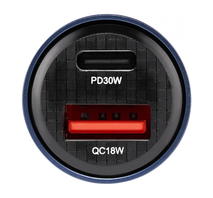 Автомобильное зарядное устройство Brevia ePower DualCharge 30W 1xUSB-C+1xUSB-A, прозрачный синий, цена: 257 грн.