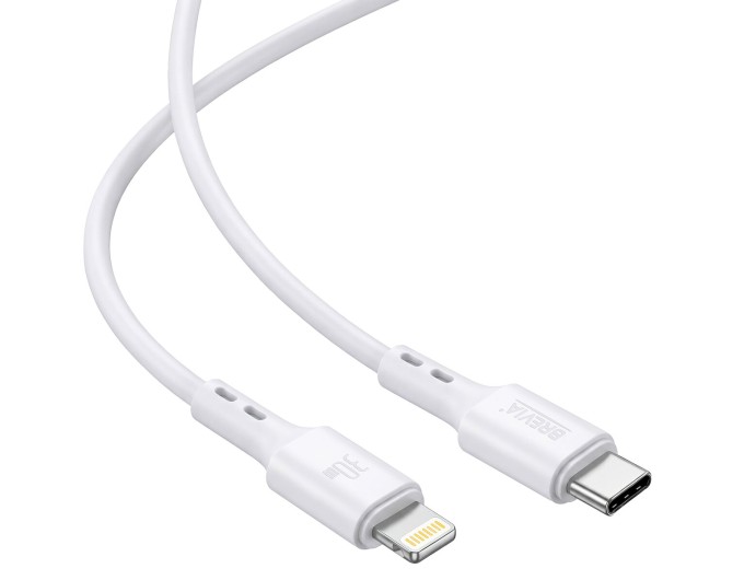 Кабель Brevia Type-C to Lightning 30W 1м, білий box, ціна: 132 грн.