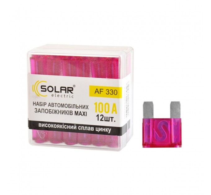 Набор предохранителей Solar "макси", цинковый сплав 100А, 12шт, цена: 215 грн.