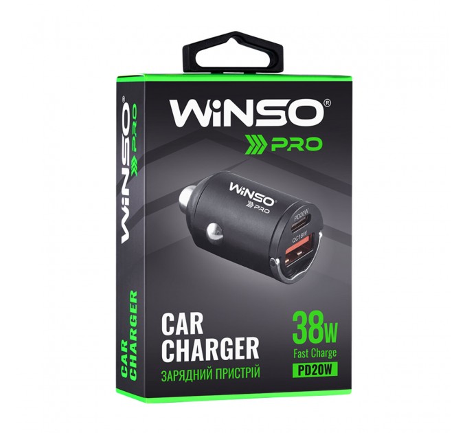 Автомобильное зарядное устройство Winso Pro 38W USB-C+USB-A mini Metal, цена: 408 грн.