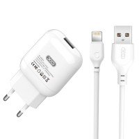 Сетевое зарядное устройство XO L37 + Lightning кабель белый