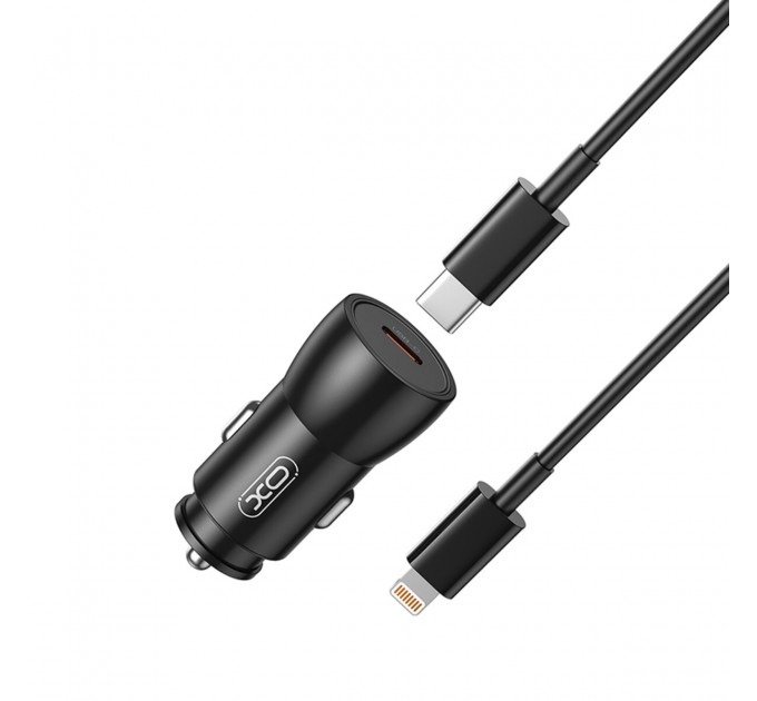 Автомобильное зарядное устройство XO CC57 PD25W Smart Metal Single C Port+ Lightning кабель черный, цена: 179 грн.