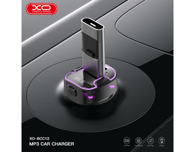 FM-трансмиттер XO BCC12 Intelligent Bluetooth+MP3 черный, цена: 299 грн.