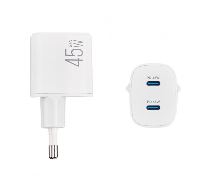 Сетевое зарядное устройство Brevia ePowerGaN PD45W 2xUSB-C белый, цена: 939 грн.