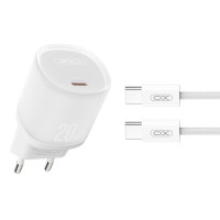 Сетевое зарядное устройство XO L143 PD20W Single USB-C + Type-C кабель белый
