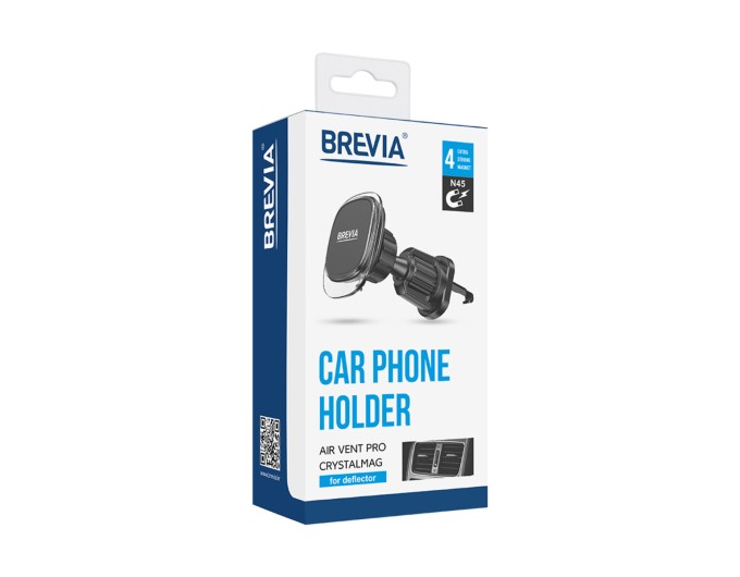 Держатель телефона автомобильный Brevia AirVent Pro СrystalMag на дефлектор, 4 магнита, черный, цена: 299 грн.