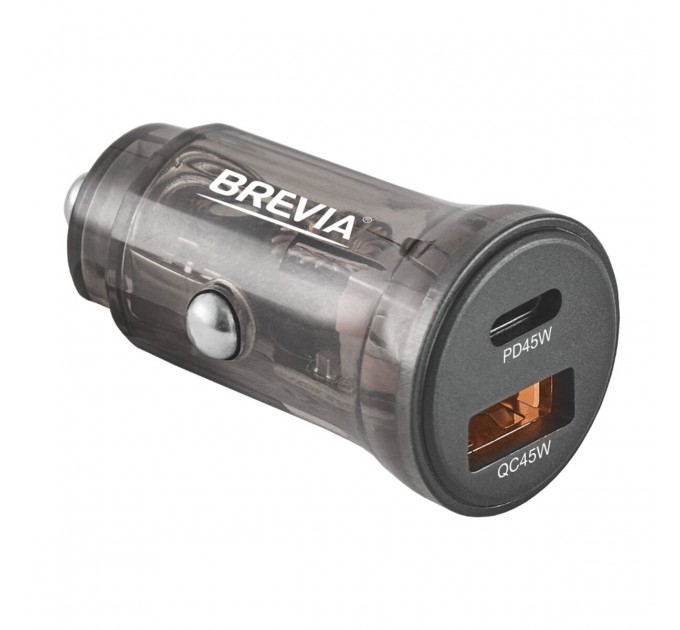 Автомобильное зарядное устройство Brevia ePower DualCharge 45W 1xUSB-C+1xUSB-A, прозрачный черный, цена: 288 грн.