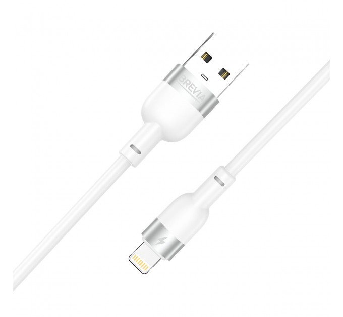 Кабель Brevia USB to Lightning 2,4A 1,2м, белый ZIP, цена: 136 грн.