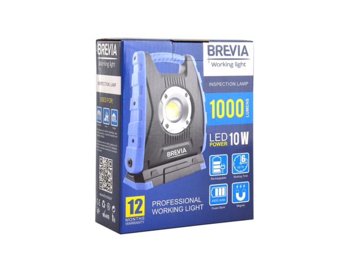 Лампа инспекционная Brevia LED 10W COB 1000lm 4400mAh Power Bank, type-C, цена: 1 518 грн.