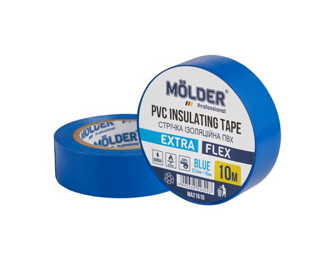 Лента изоляционная ПВХ Molder 0,13x19мм 10м синяя, профессиональная, огнеупорная, цена: 21 грн.