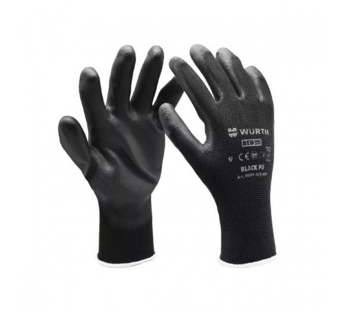Рукавиці захисні з поліуретановим покриттям Wurth Black PU пара, розмір 10, ціна: 50 грн.
