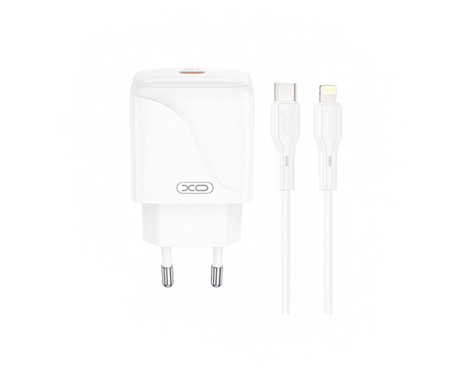 Сетевое зарядное устройство XO L141 Single USB-C 20W + Lightning кабель белый, цена: 219 грн.