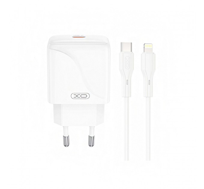 Сетевое зарядное устройство XO L141 Single USB-C 20W + Lightning кабель белый, цена: 189 грн.