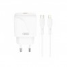 Сетевое зарядное устройство XO L141 Single USB-C 20W + Lightning кабель белый, цена: 189 грн.
