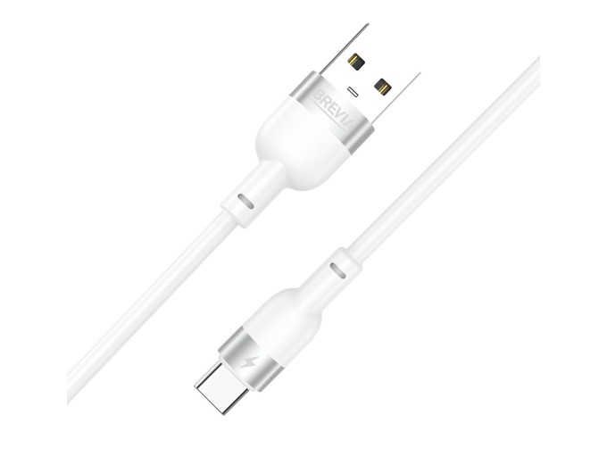 Кабель Brevia USB to Type-C 2,4A 1,2м, білий ZIP, ціна: 134 грн.