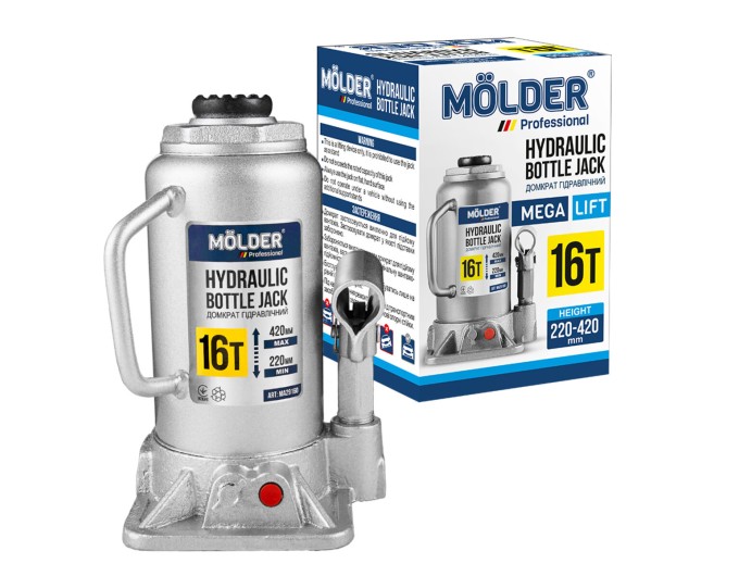 Домкрат гидравлический бутылочный Molder 16т 220-420мм, цена: 2 122 грн.