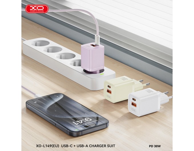 Сетевое зарядное устройство XO L149 PD30W 1USB-A+1USB-C белый, цена: 319 грн.