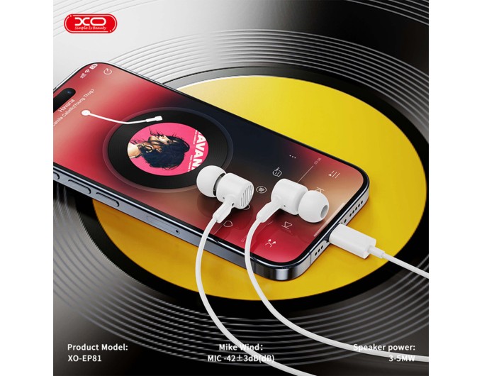 Наушники проводные XO EP81 Sunflower In-Ear Type-C белые, цена: 149 грн.