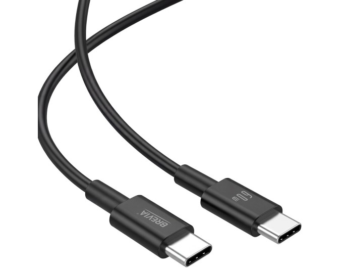 Кабель Brevia Type-C to Type-C 60W 1м, чорний ZIP, ціна: 130 грн.