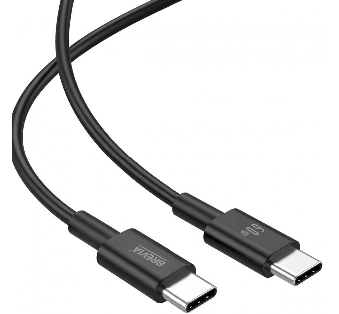 Кабель Brevia Type-C to Type-C 60W 1м, черный ZIP, цена: 127 грн.