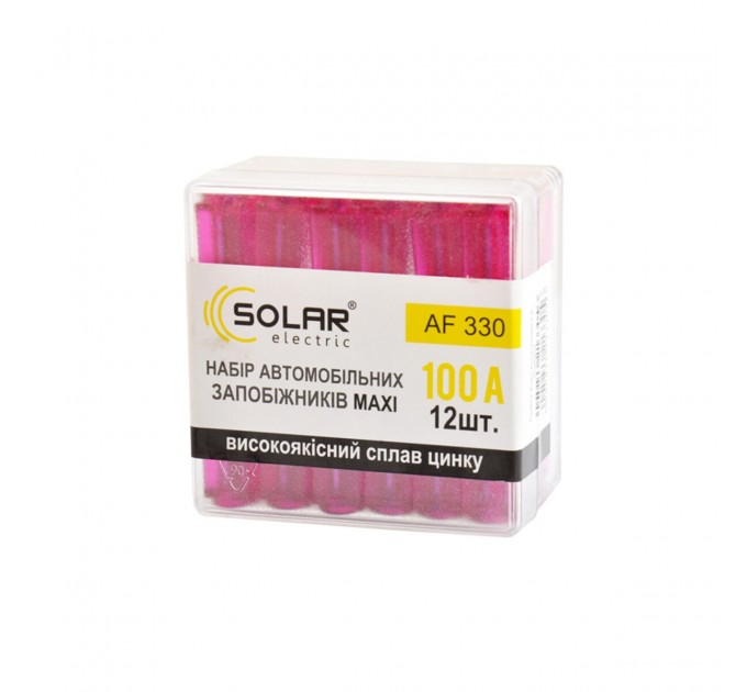 Набор предохранителей Solar "макси", цинковый сплав 100А, 12шт, цена: 215 грн.