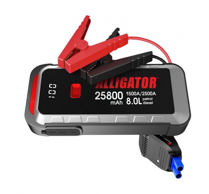 Пусковий пристрій Alligator Jump Starter 1500A/2500A 25800mAh зі Smart-клемами, ціна: 5 090 грн.