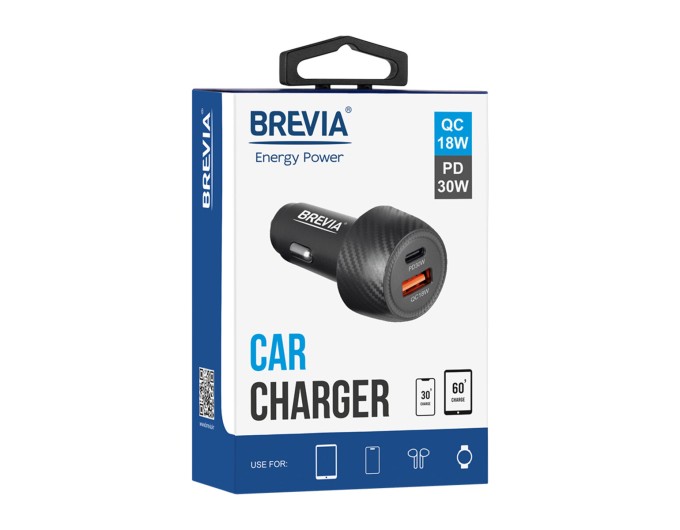 Автомобильное зарядное устройство для Brevia ePower Dual Carbon 48W 1xUSB-C+1xUSB-A, цена: 266 грн.