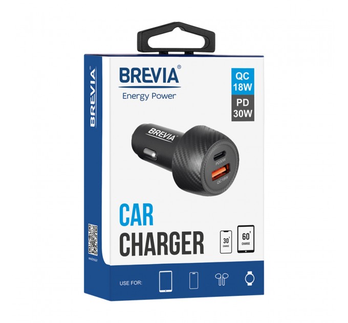 Автомобильное зарядное устройство для Brevia ePower Dual Carbon 48W 1xUSB-C+1xUSB-A, цена: 260 грн.