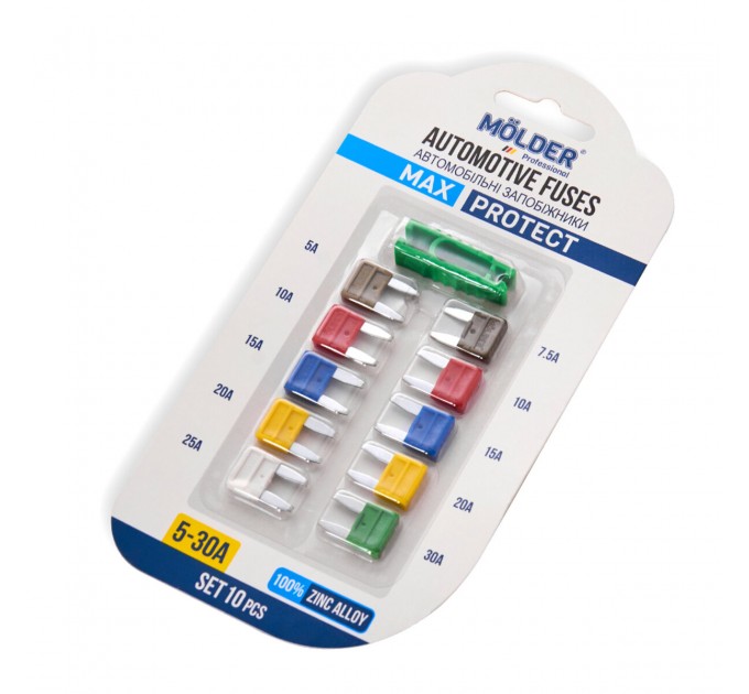 Набір запобіжників Molder "міні" (5А,7,5А,10А,15А,20А,25А,30А), 10шт, ціна: 37 грн.