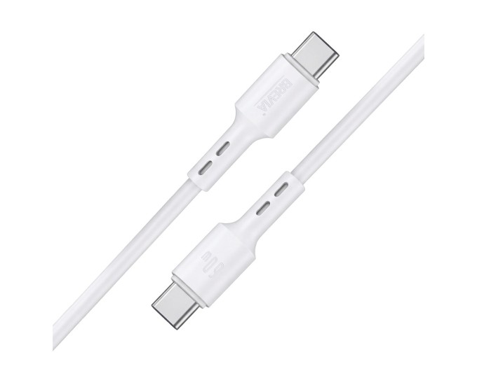 Кабель Brevia Type-C to Type-C 60W 1м, білий box, ціна: 178 грн.