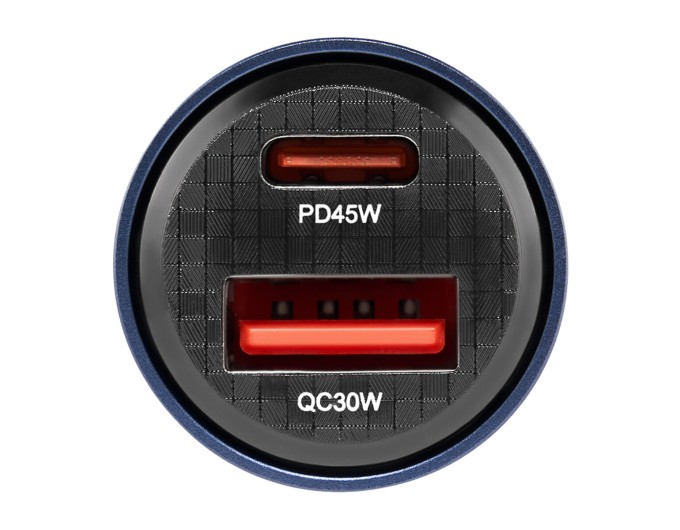 Автомобильное зарядное устройство Brevia ePower DualCharge 75W 1xUSB-C+1xUSB-A, прозрачный синий, цена: 343 грн.