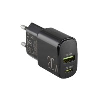 Сетевое зарядное устройство Winso Pro PD20W USB-C+USB-A черный